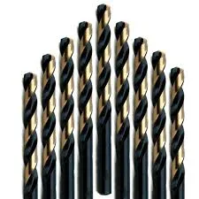 #11 Wire Size Jobber Length Drill Bit - Black and Gold - Split Point - 12 Pack