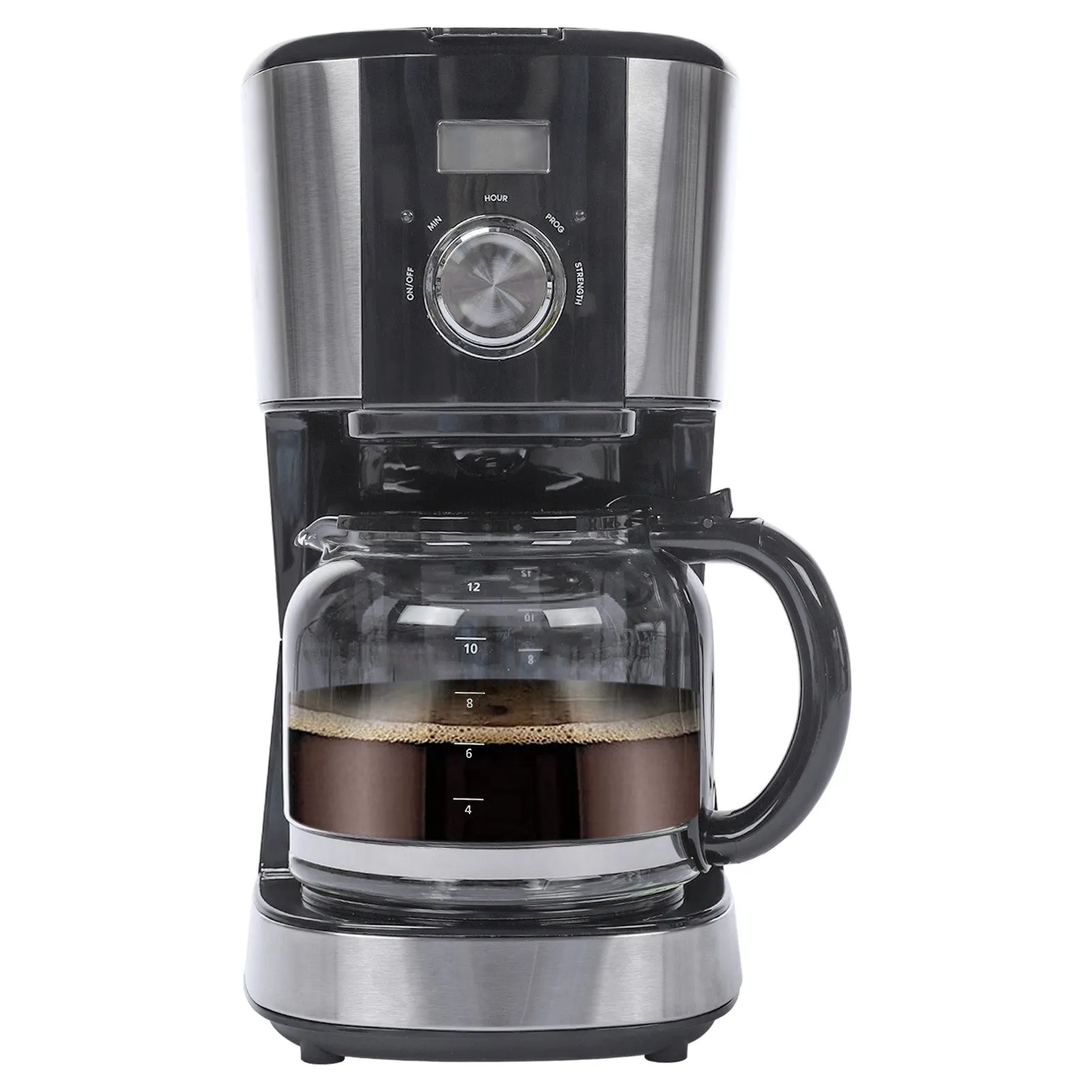 12 Cups Coffee Maker with Reusable Filter, Programmable Drip Multiple Brew Strength