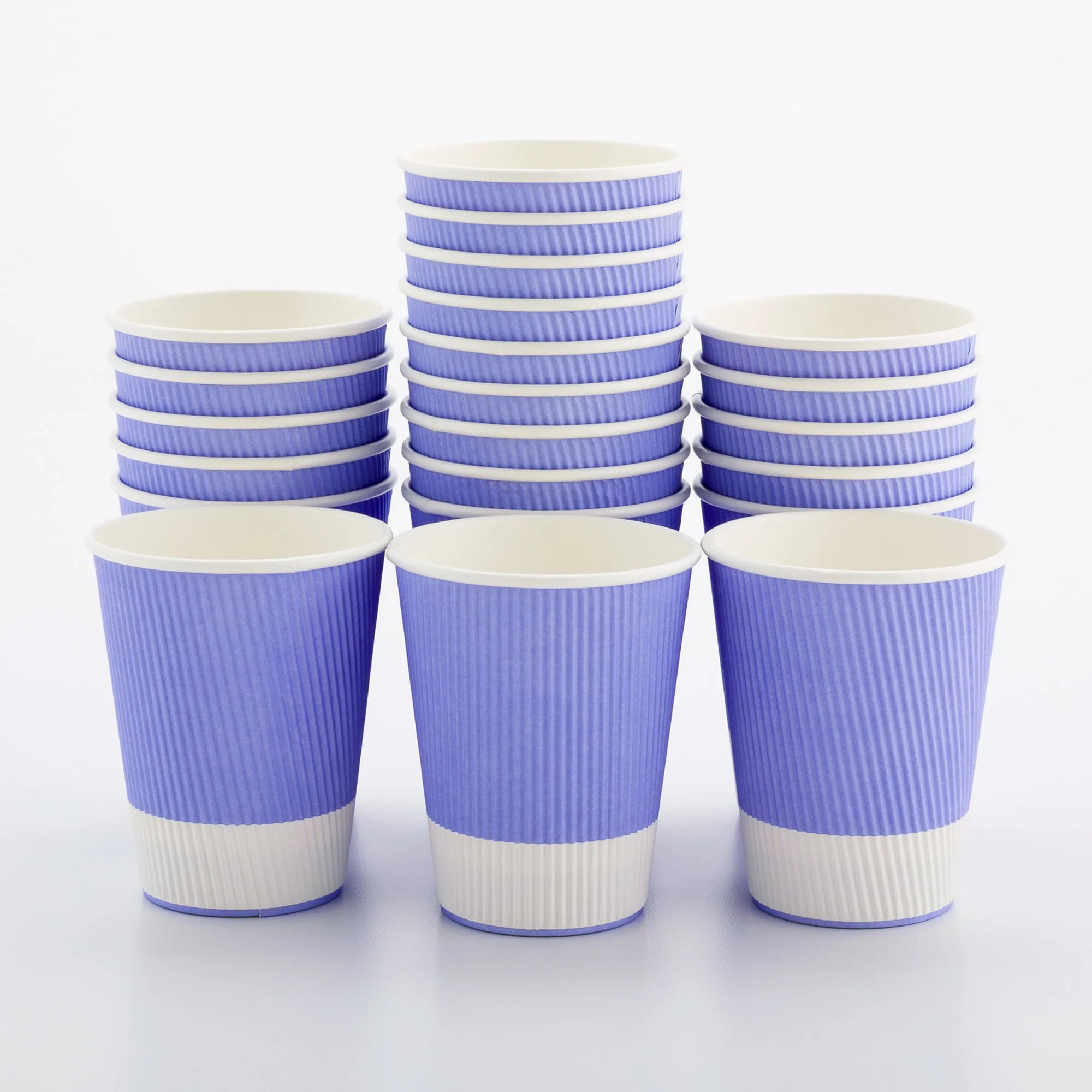 12 oz Light Purple Paper Coffee Cup - Ripple Wall - 3 1/2" x 3 1/2" x 4 1/4" - 25 count box