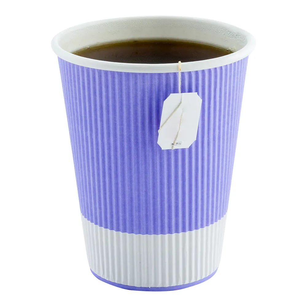 12 oz Light Purple Paper Coffee Cup - Ripple Wall - 3 1/2" x 3 1/2" x 4 1/4" - 25 count box