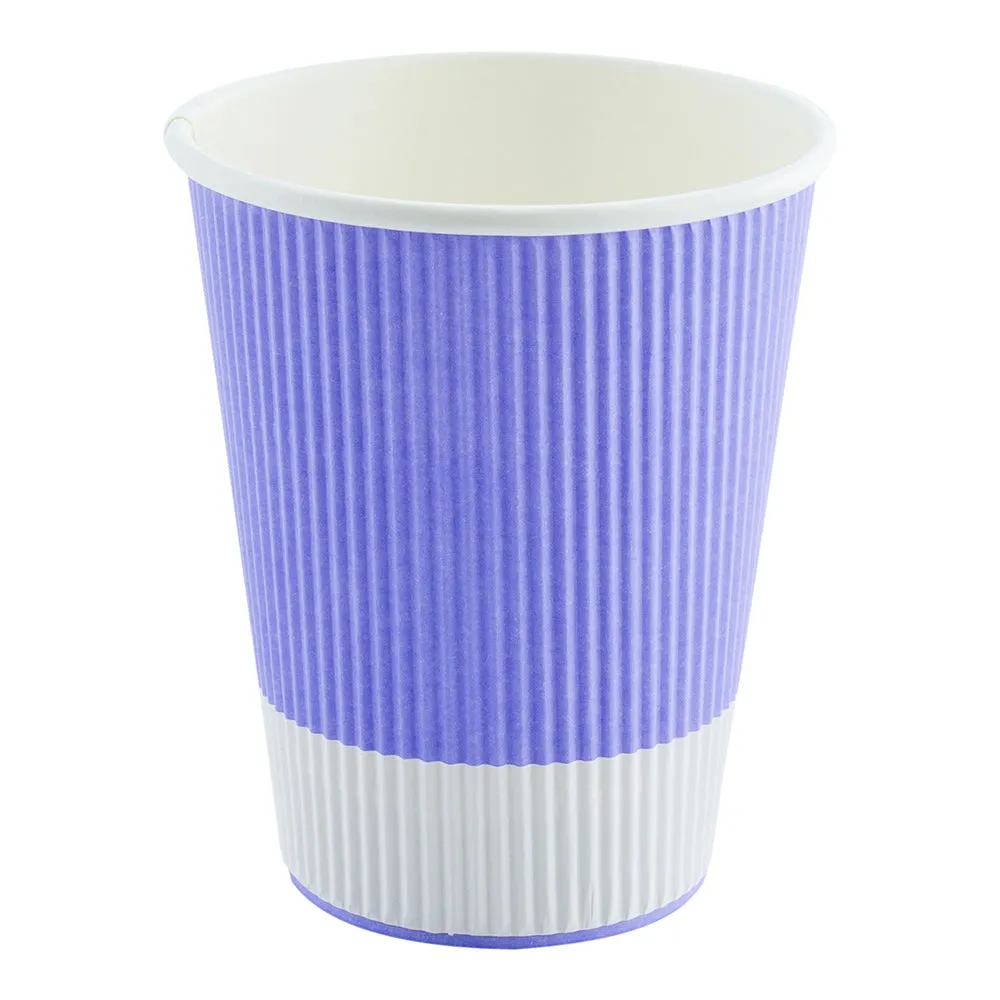 12 oz Light Purple Paper Coffee Cup - Ripple Wall - 3 1/2" x 3 1/2" x 4 1/4" - 25 count box