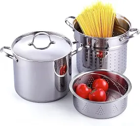 12-Quart Stock Pot with Strainer, 4-Piece Set