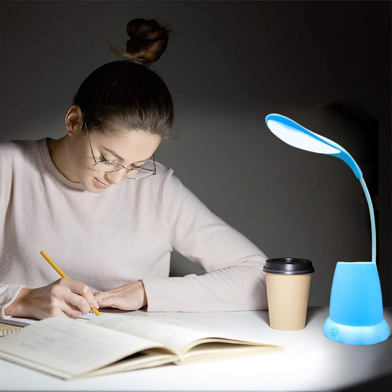 1256 Desk Lamp with Pen Holder Table Lamp with Pencil Stand for Home Office