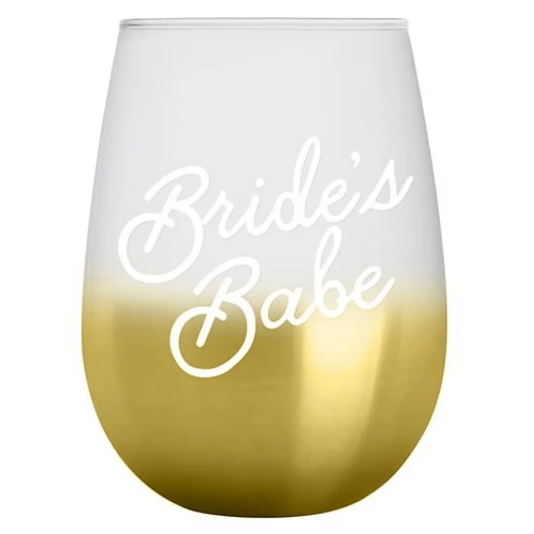 20oz Gold Stemless Wine Glass - Bride's Babe (Each)