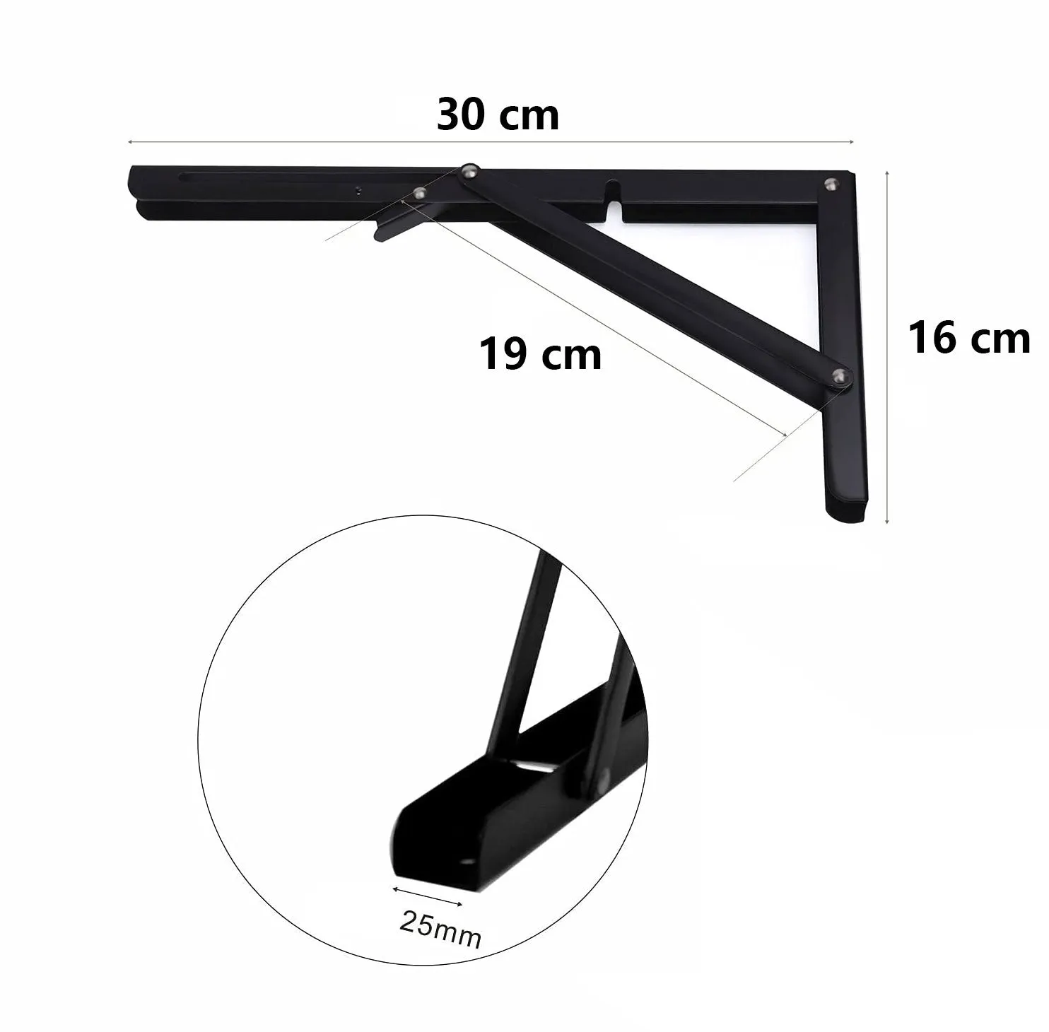 2pcs Space Saving Wall Mounted DIY Folding Shelf Brackets-30x16cm