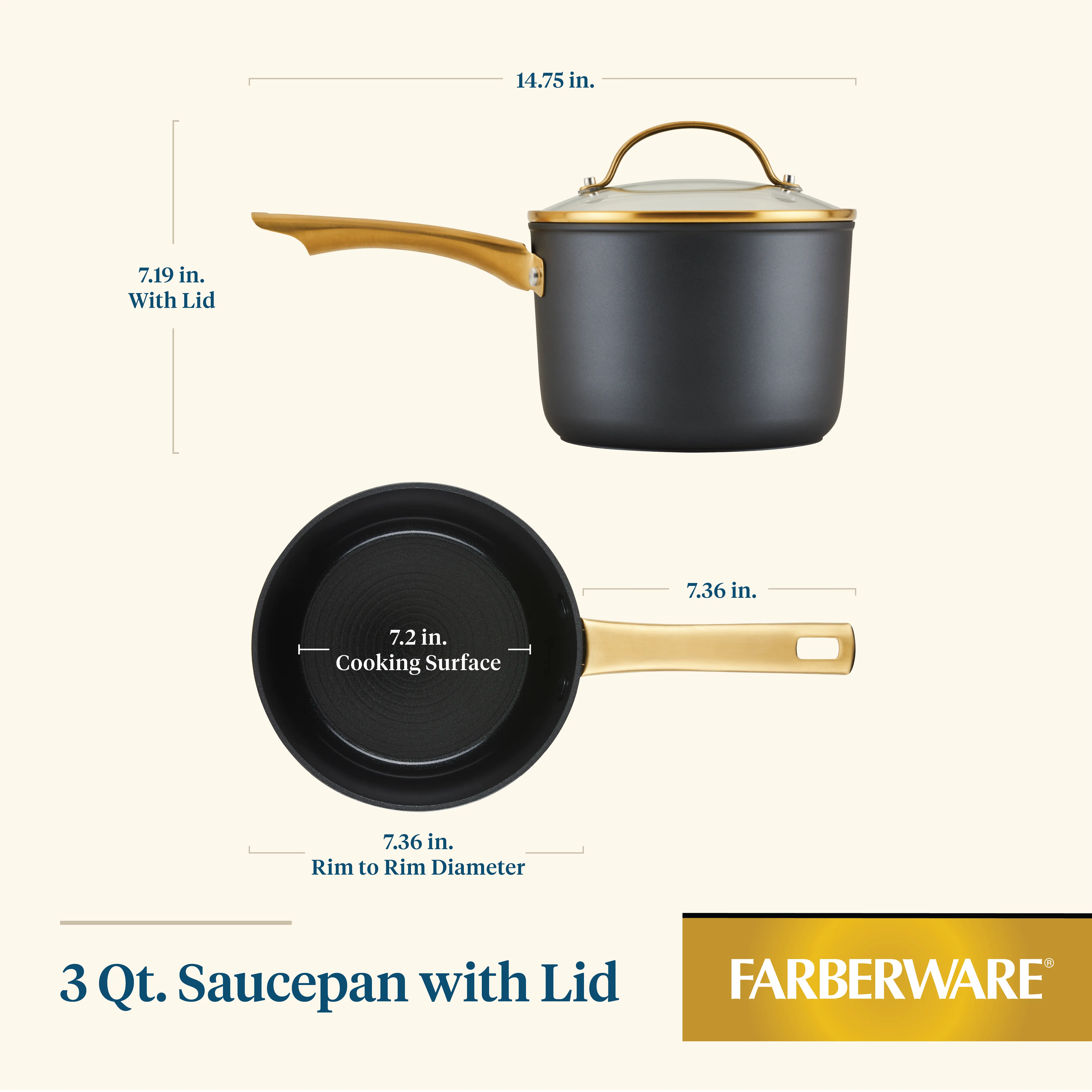 3-Quart Ceramic Nonstick Saucepan with Lid