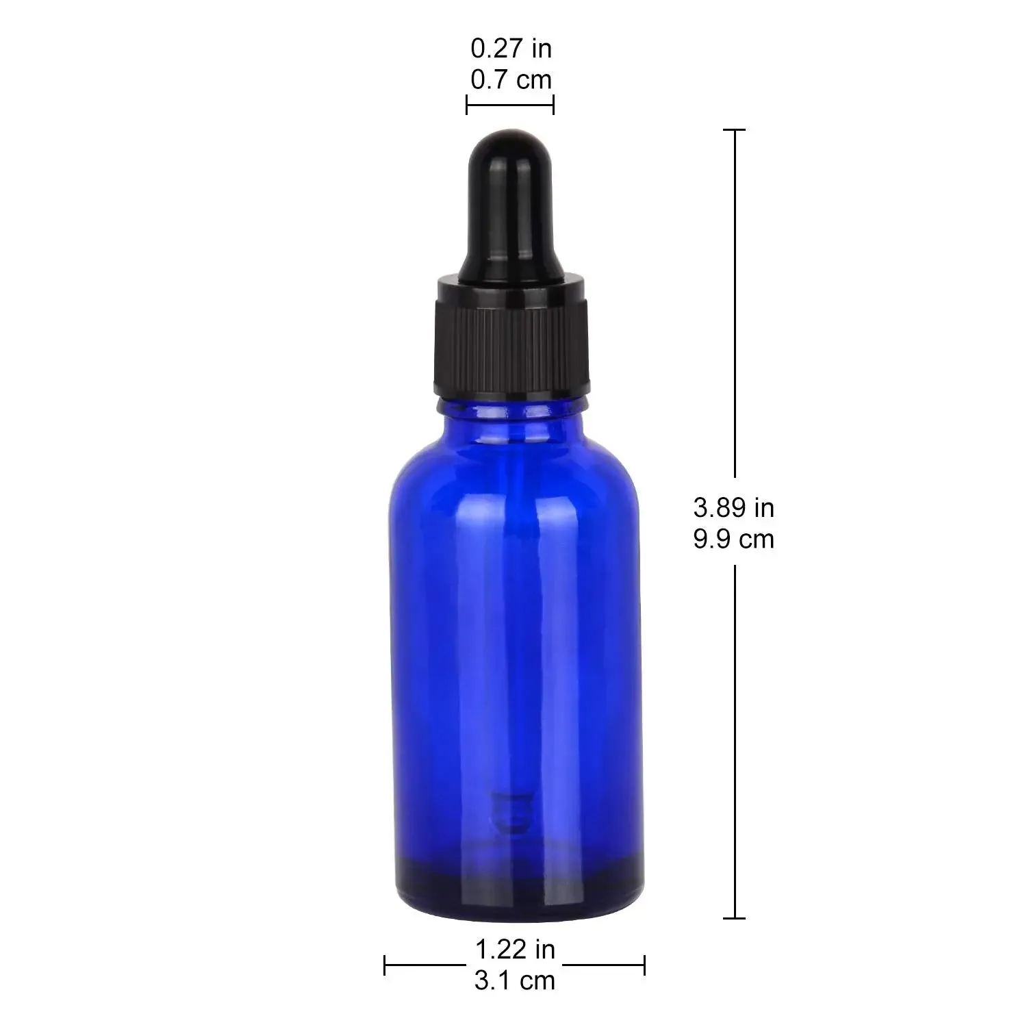 30 ml Cobalt Dropper Bottle, Glass Dropper with Inner Plug and Label