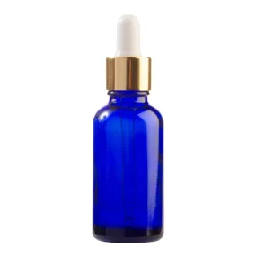 30ml Glass Dropper Bottle Blue with Gold Collar Pipette Lid