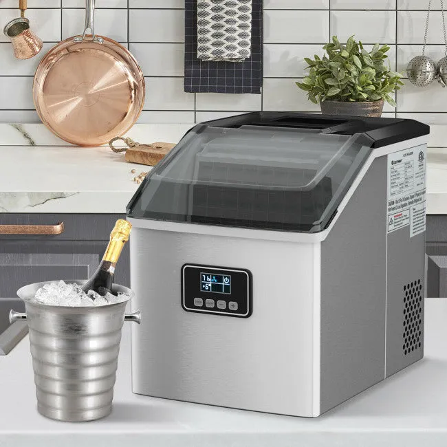 48 Lbs Stainless Self-Clean Ice Maker with LCD Display