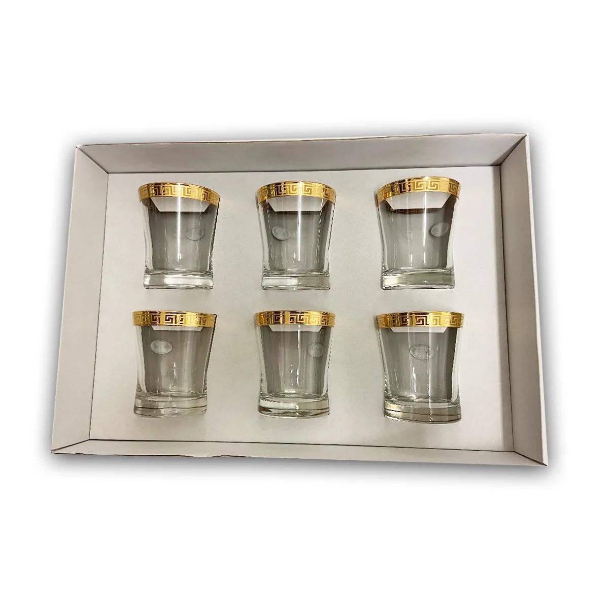 6 PC Short Gold Versace Inspired Design Glass Cups