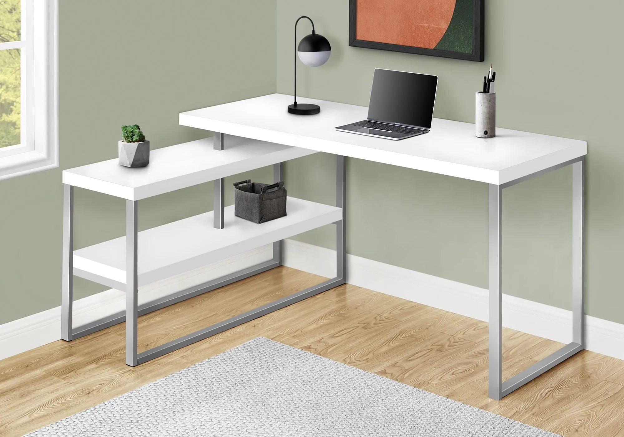 60" L-Shaped Corner Desk with Storage