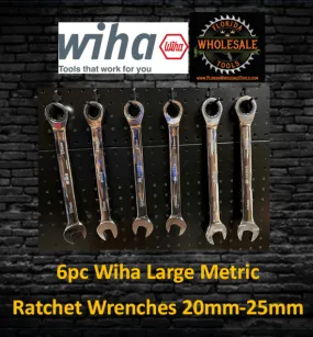 6pc Wiha Large Metric Ratchet Wrenches 20mm-25mm