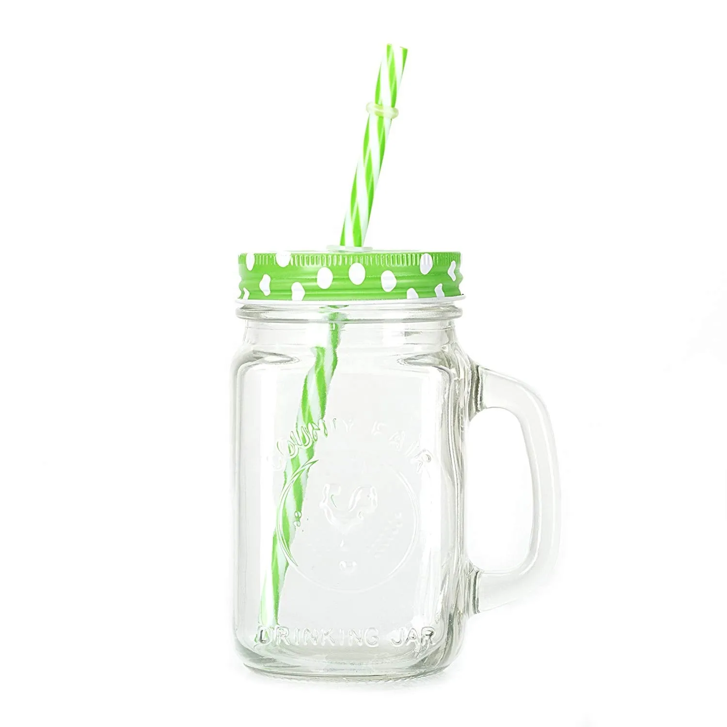 760 Drinking Cup / Glass / Mug Mason Jar with Handle & Straw