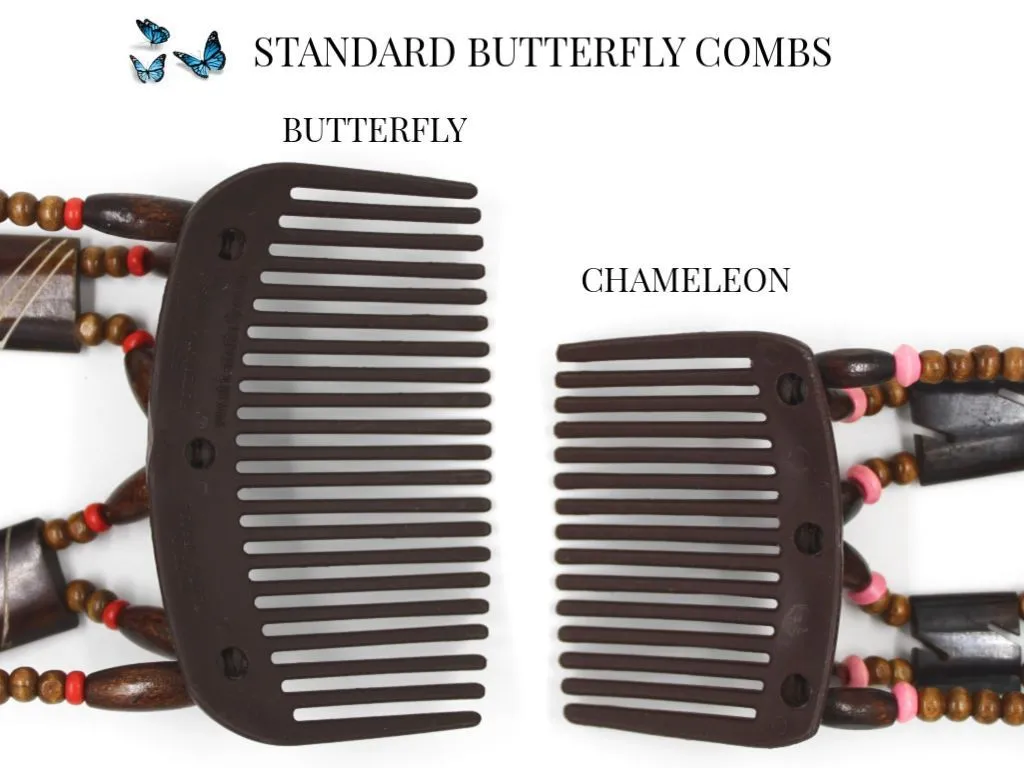 African Butterfly Hair Comb - Dalena Black Pearl 12