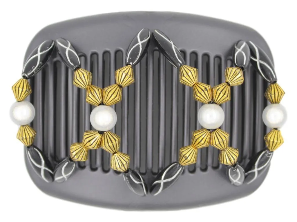 African Butterfly Hair Comb - Dalena Black Pearl 12