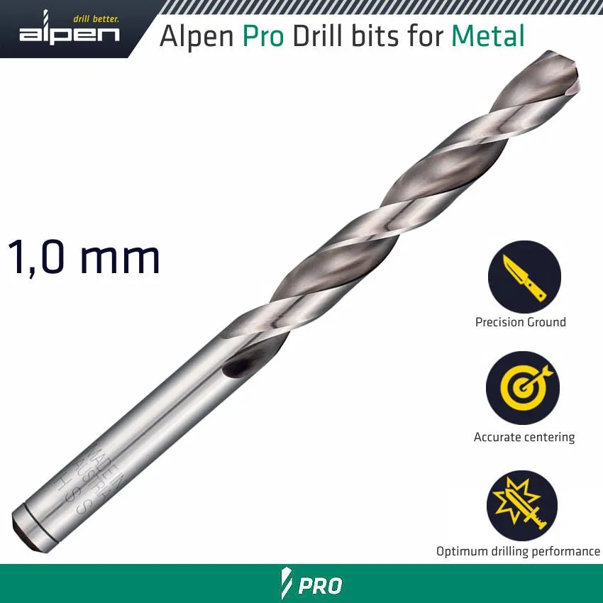 ALPEN ALPEN PRO 1.0MM HSS DRILL DIN 338 RN 135 WITH SPLIT POINT BULK ALP954001