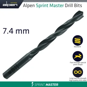 ALPEN HSS SPRINT MASTER 7.4MM X1 SLEEVED DIN338 ALPEN DRILL BIT ALP614074-1