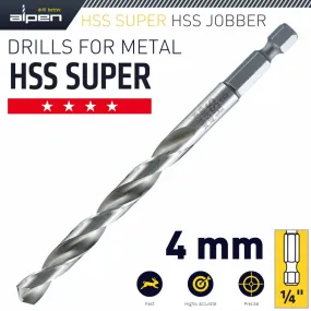 ALPEN HSS SUPER DRILL BIT HEX SHANK 4MM ALP95204