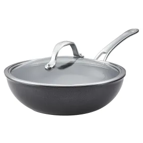 Anolon X SearTech Aluminum Nonstick Cookware Stir Fry Wok with Lid, 10-inch, Super Dark Gray