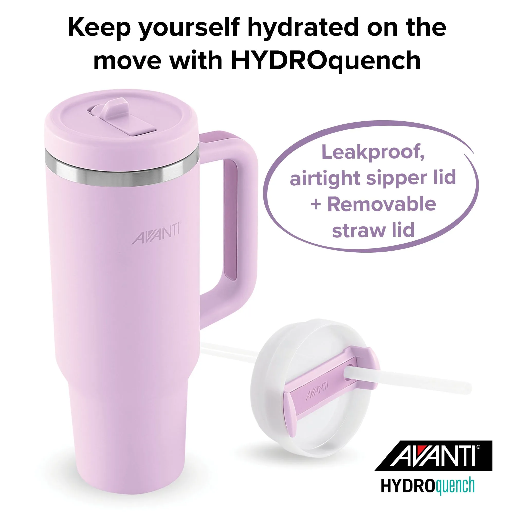 Avanti HydroQuench Insulated Tumbler with Two Lids - Lilac Purple