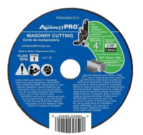 Avanti Pro PBD040063101C Cut-Off Wheel, 4 in Dia, 1/16 in Thick, 5/8 in Arbor, Silicone Carbide Abrasive :EA: QUANTITY: 1