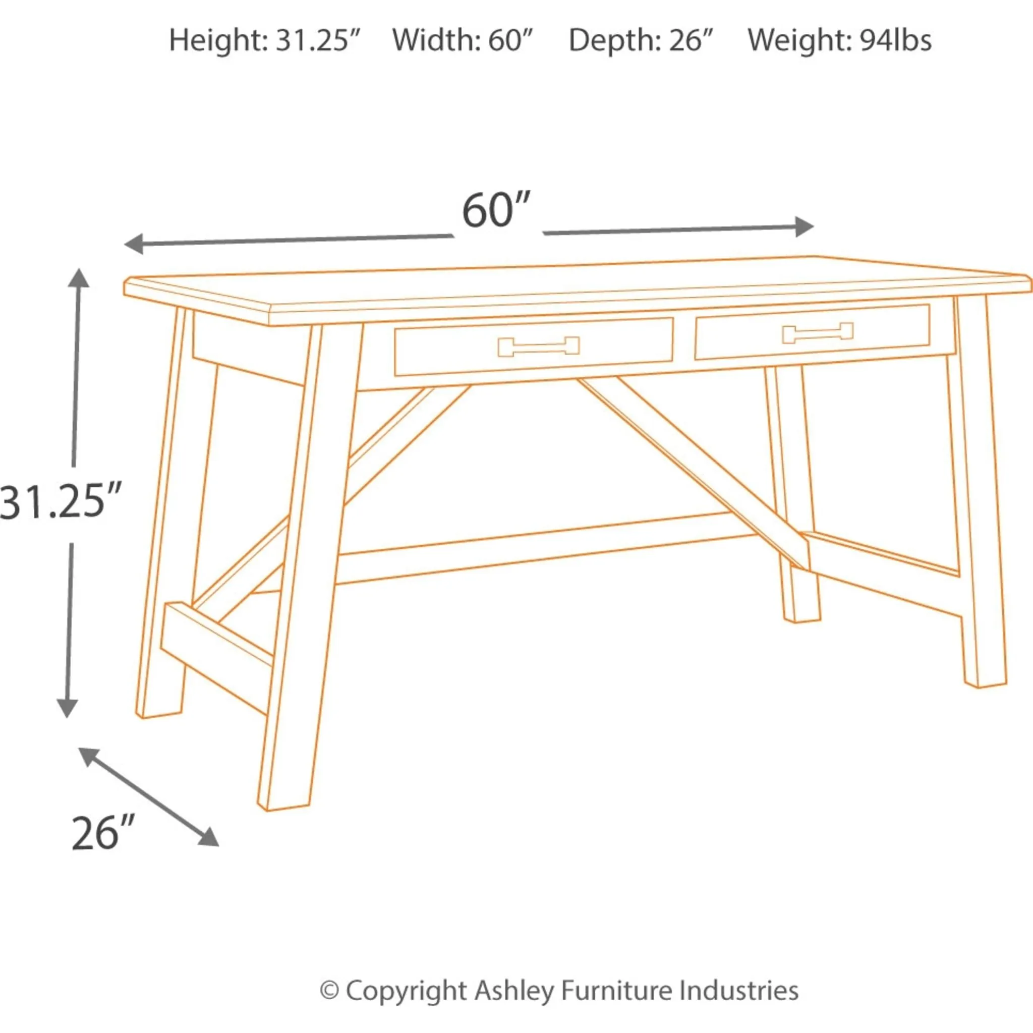 Baldridge Desk - Rustic Brown