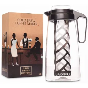 Barvivo BPA-Free Cold Brew Coffee Maker – 2L Iced Coffee Brewer Pitcher