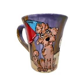 Beach Poodle Parade Mug: Handcrafted 12oz Ceramic Cup with Seaside Charm