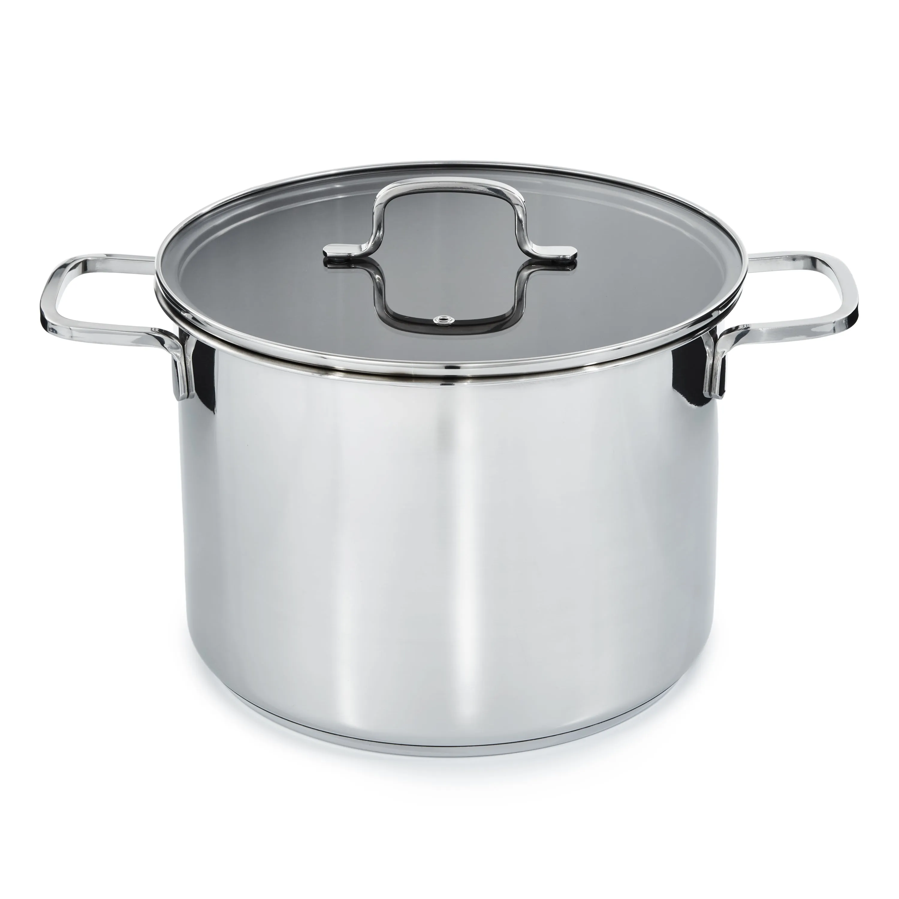 BergHOFF DiNA Helix Recycled 18/10 Stainless Steel 10.25" Stockpot 10.6qt., Glass Lid