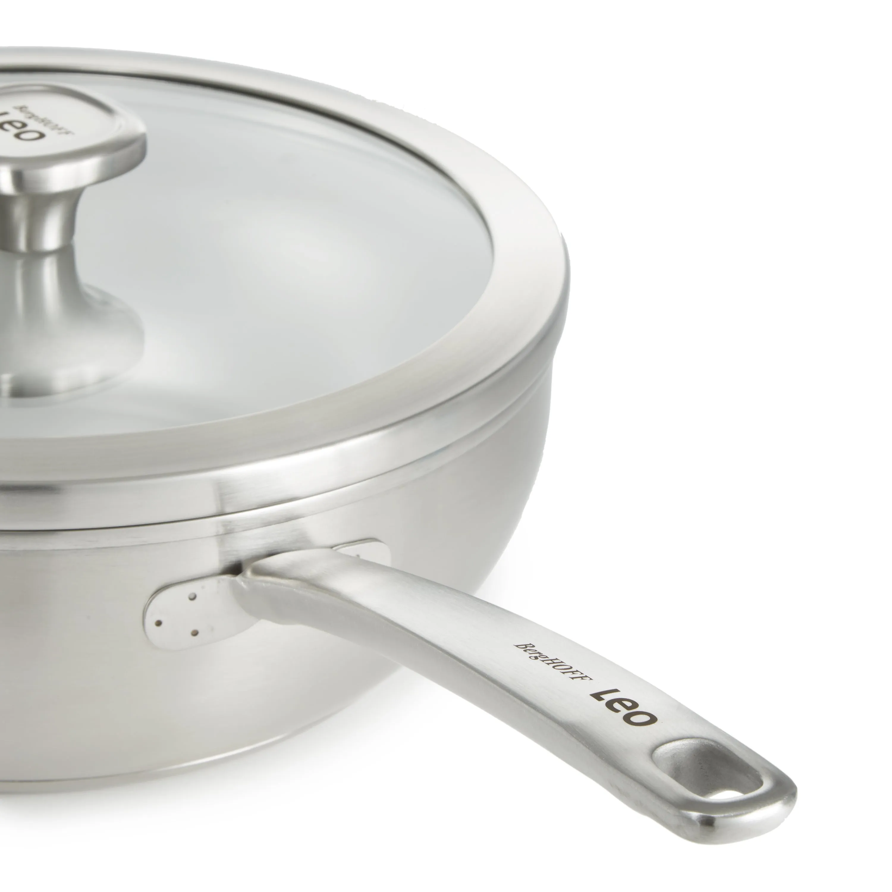 BergHOFF Leo Graphite Recycled 18/10 Stainless Steel Wok Pan 11", 5.2qt. With Glass Lid