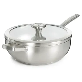 BergHOFF Leo Graphite Recycled 18/10 Stainless Steel Wok Pan 11", 5.2qt. With Glass Lid