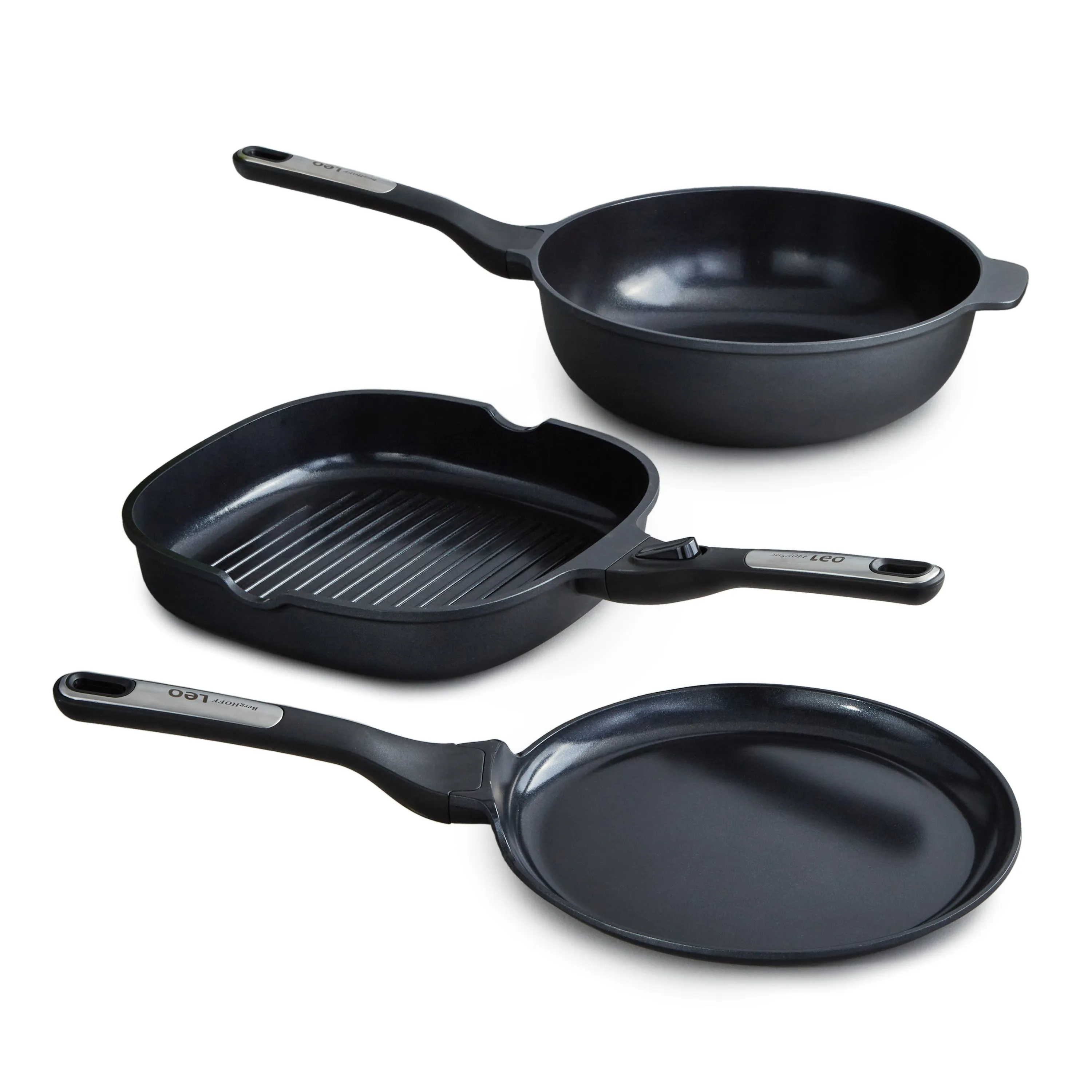 BergHOFF Leo Phantom 3pc Nonstick Ceramic Specialty Cookware Set, Recycled