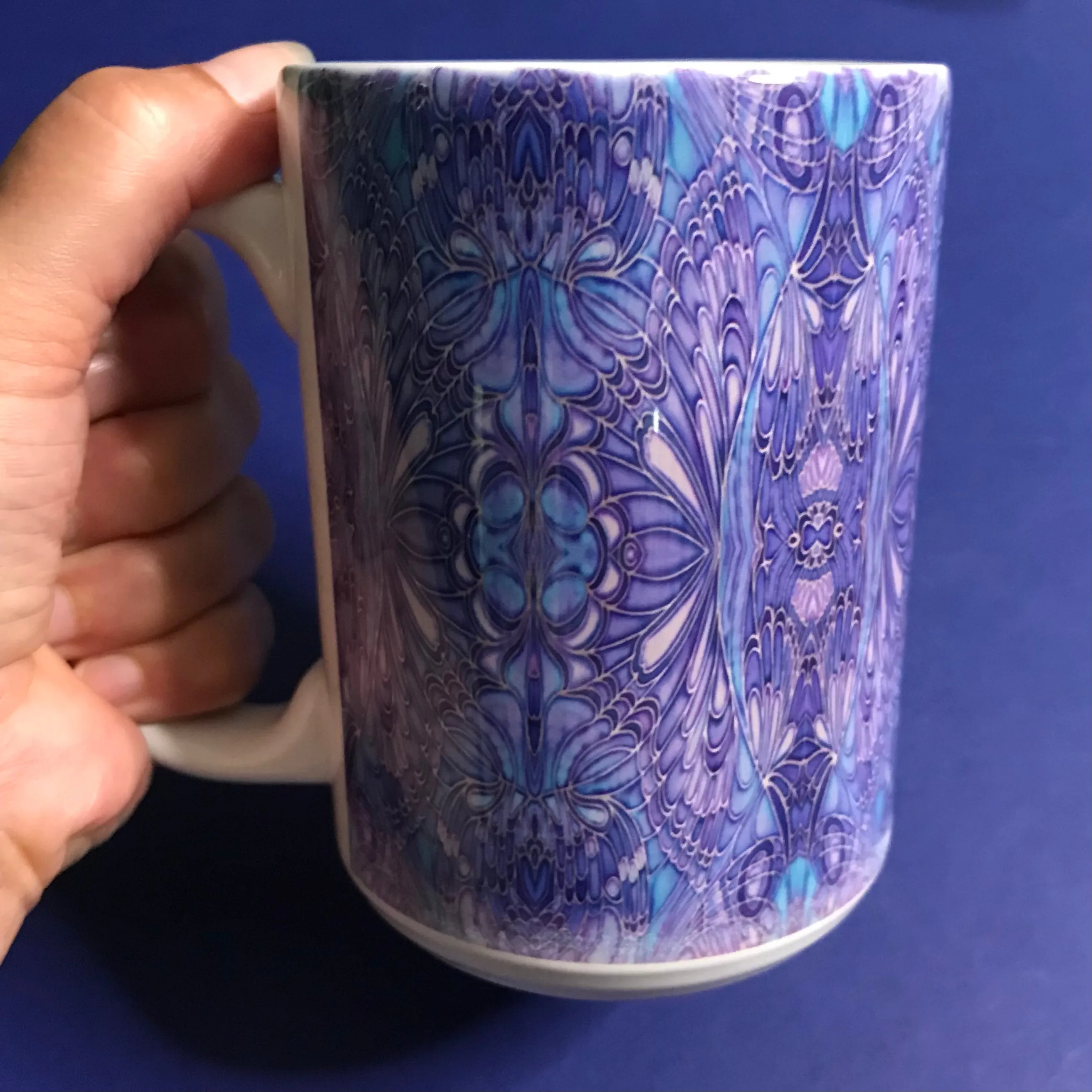 Blueberry Butterfly Extra Large Mug and Coaster - Blue Lilac Mug Set - Mug Gift