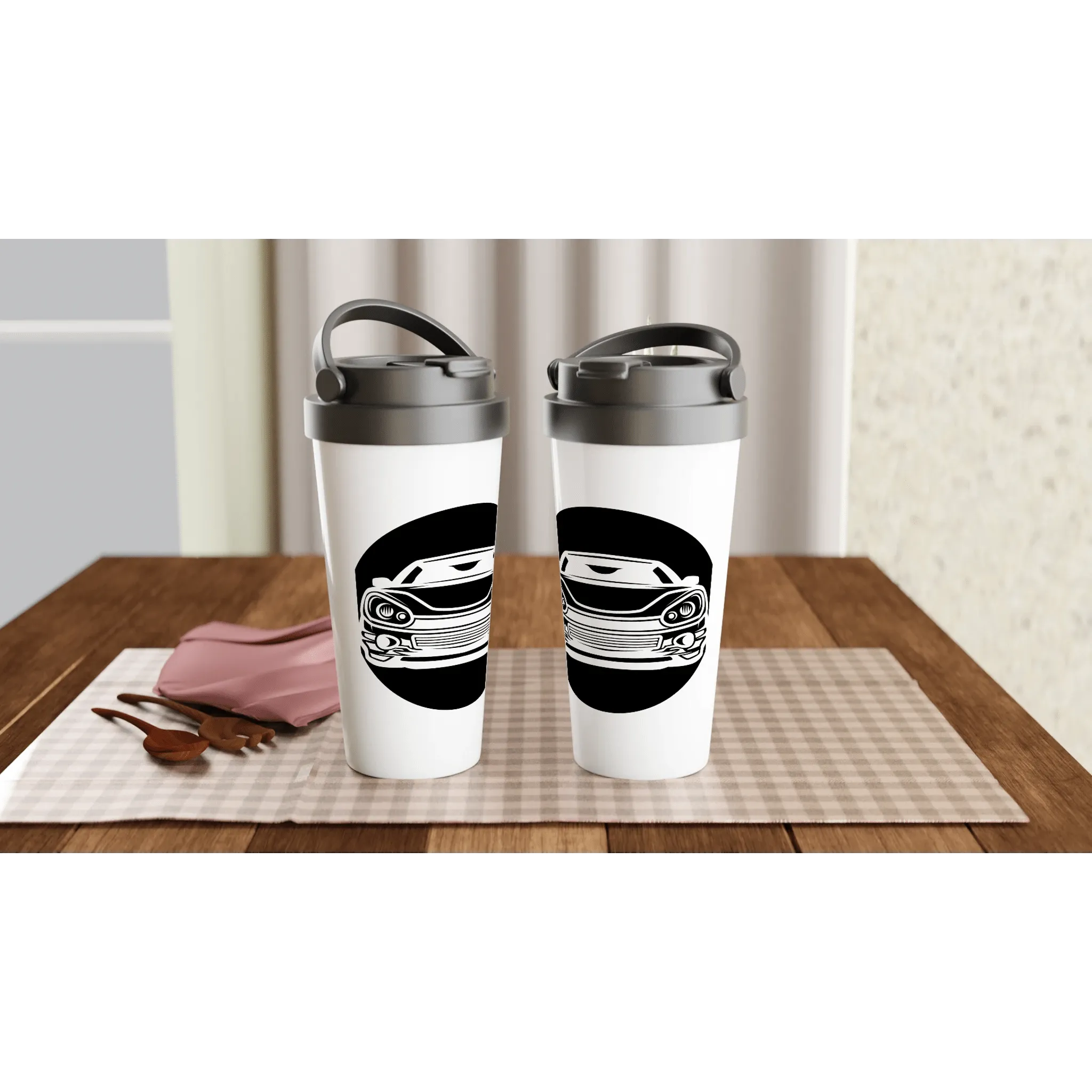 Bold Auto Design Travel Mug for Car Enthusiasts"