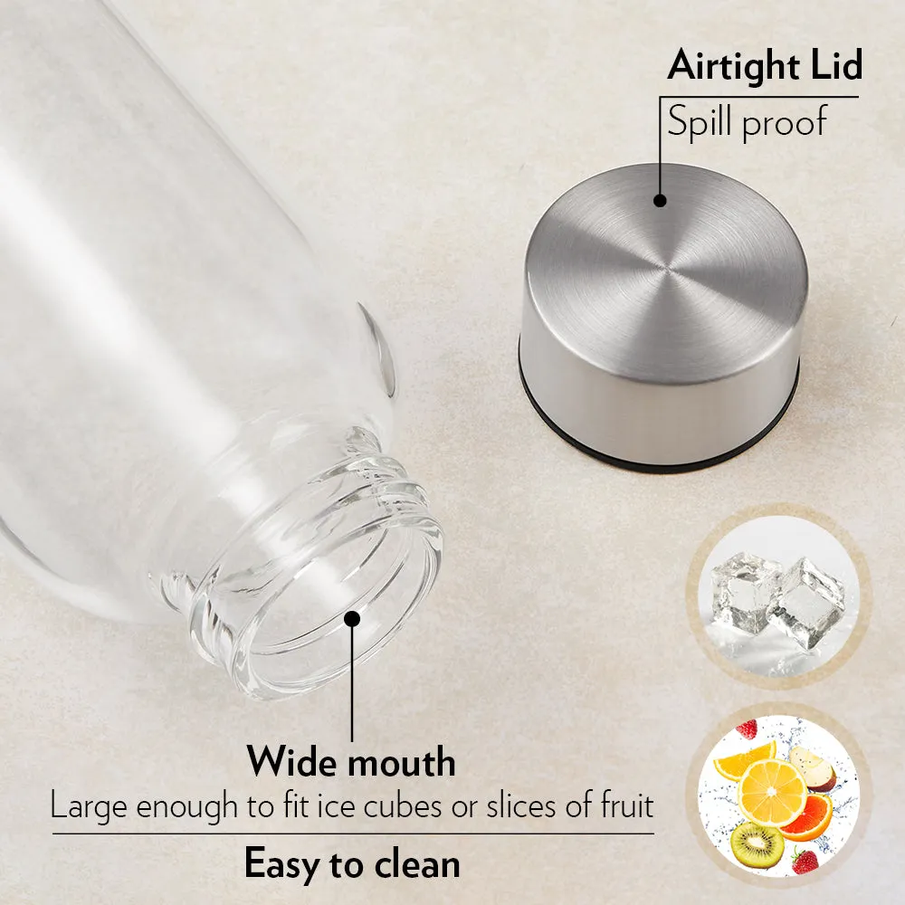 Borosil Crysto Glass Bottle - SS Lid