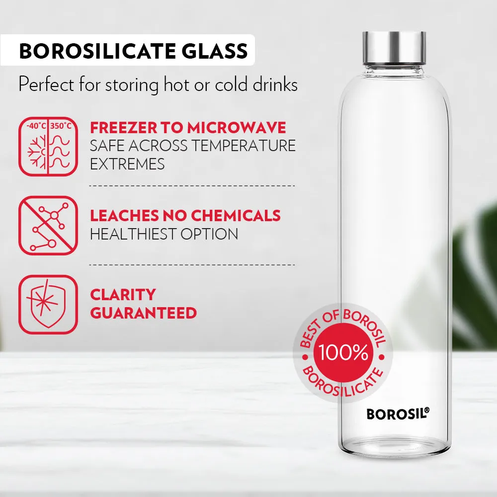 Borosil Crysto Glass Bottle - SS Lid