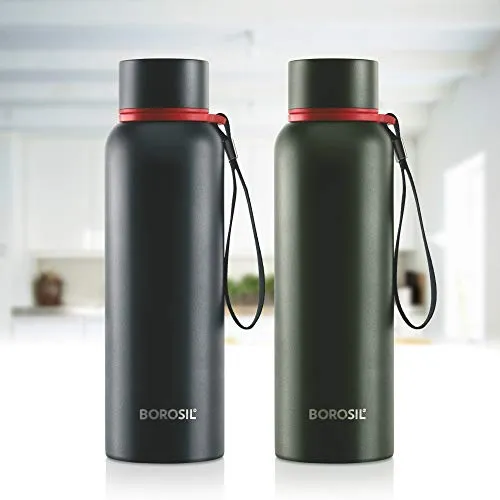 Borosil Hydra Trek 850 ml Stainless Steel Water Bottle | Double Wall Vacuum Insulated Flask, Green | 20 Hours Hot & 24 Hours Cold | Ideal for Personal & Corporate Gifting | 1 Year Warranty