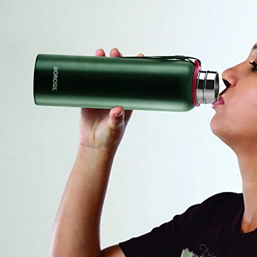 Borosil Hydra Trek 850 ml Stainless Steel Water Bottle | Double Wall Vacuum Insulated Flask, Green | 20 Hours Hot & 24 Hours Cold | Ideal for Personal & Corporate Gifting | 1 Year Warranty