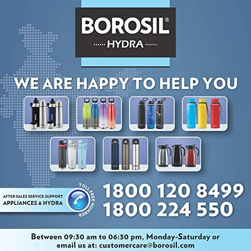 Borosil Hydra Trek 850 ml Stainless Steel Water Bottle | Double Wall Vacuum Insulated Flask, Green | 20 Hours Hot & 24 Hours Cold | Ideal for Personal & Corporate Gifting | 1 Year Warranty