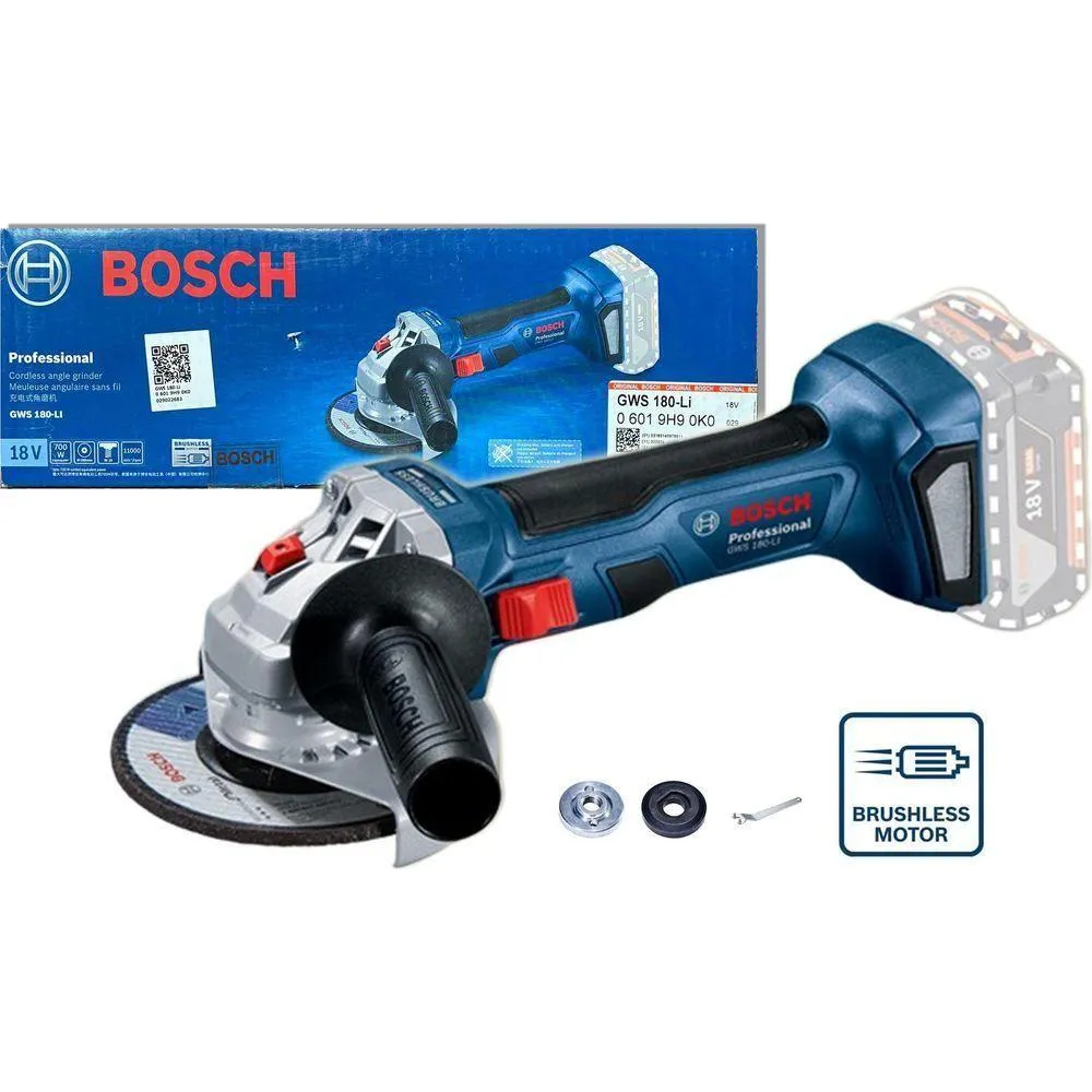 Bosch GWS 180-Li Cordless Brushless Angle Grinder 4" (100mm) 18V [Bare]