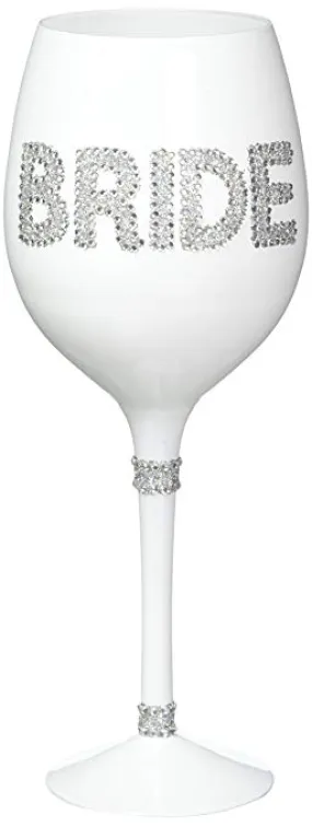 BRIDE WINE GLASS WITH RHINESTONES