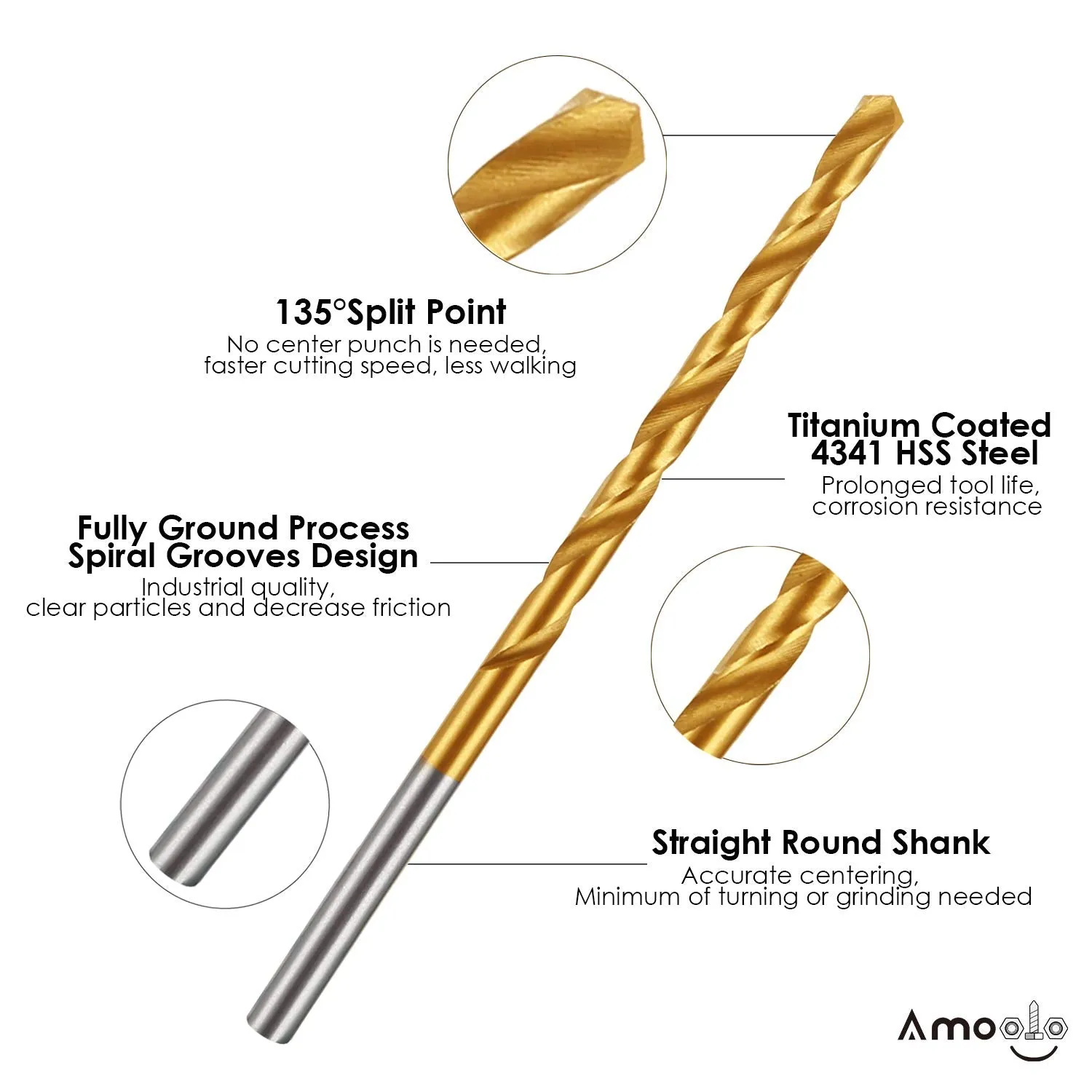 [Bulk Buy] Titanium Drill Bit Set for Metal, Steel, Wood, Plastic, Aluminum Alloy