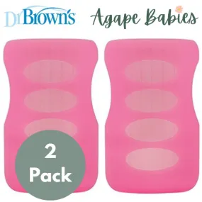 [Bundle of 2] Dr Brown's 9 oz/270 ml Wide-Neck Glass Bottle Sleeve - Pink