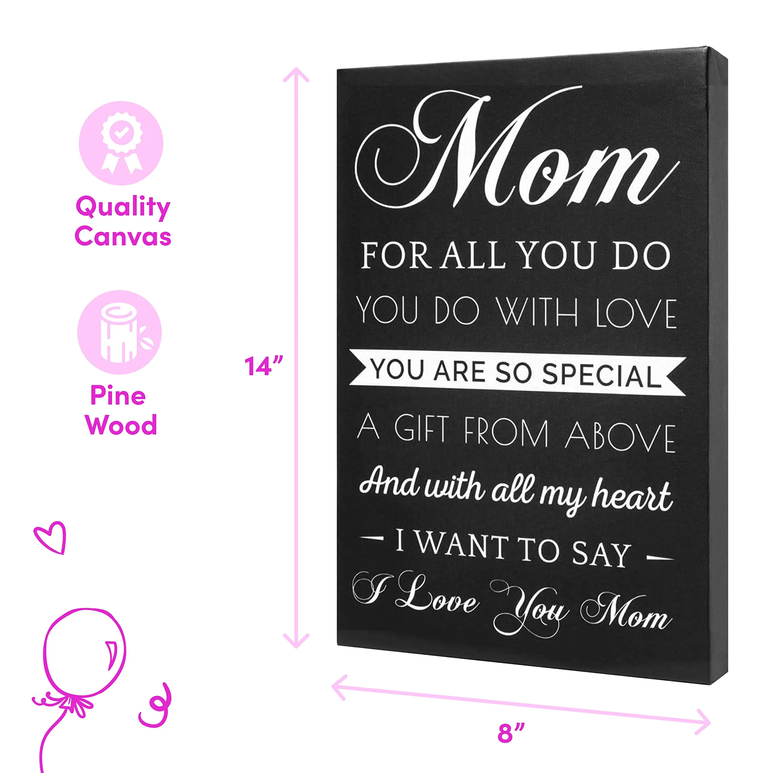 Canvas Wall Art Mom Gift - Hangable Home Decor Gifts For Mom - Unique Gift For Her