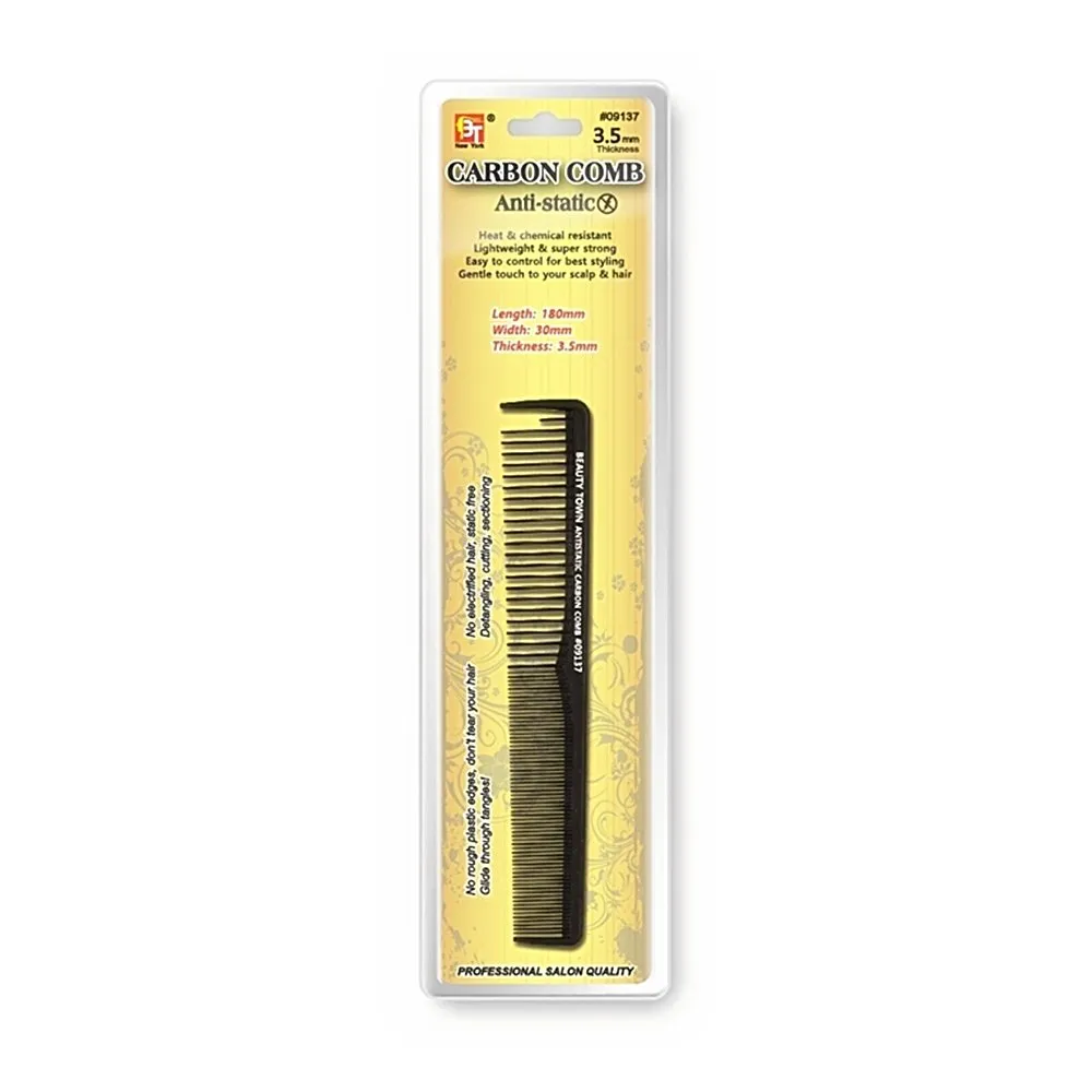 CARBON HOOK WIDE TEETH STYLING COMB (180 X 30 X 3.5 MM)