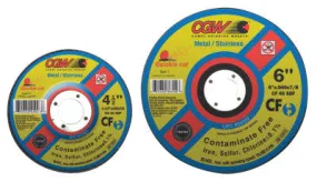 CGW Abrasives Contaminate Free Cut-Off Wheel, 5 in Dia, .045 in Thick, 60 Grit, Alum. Oxide, 45006