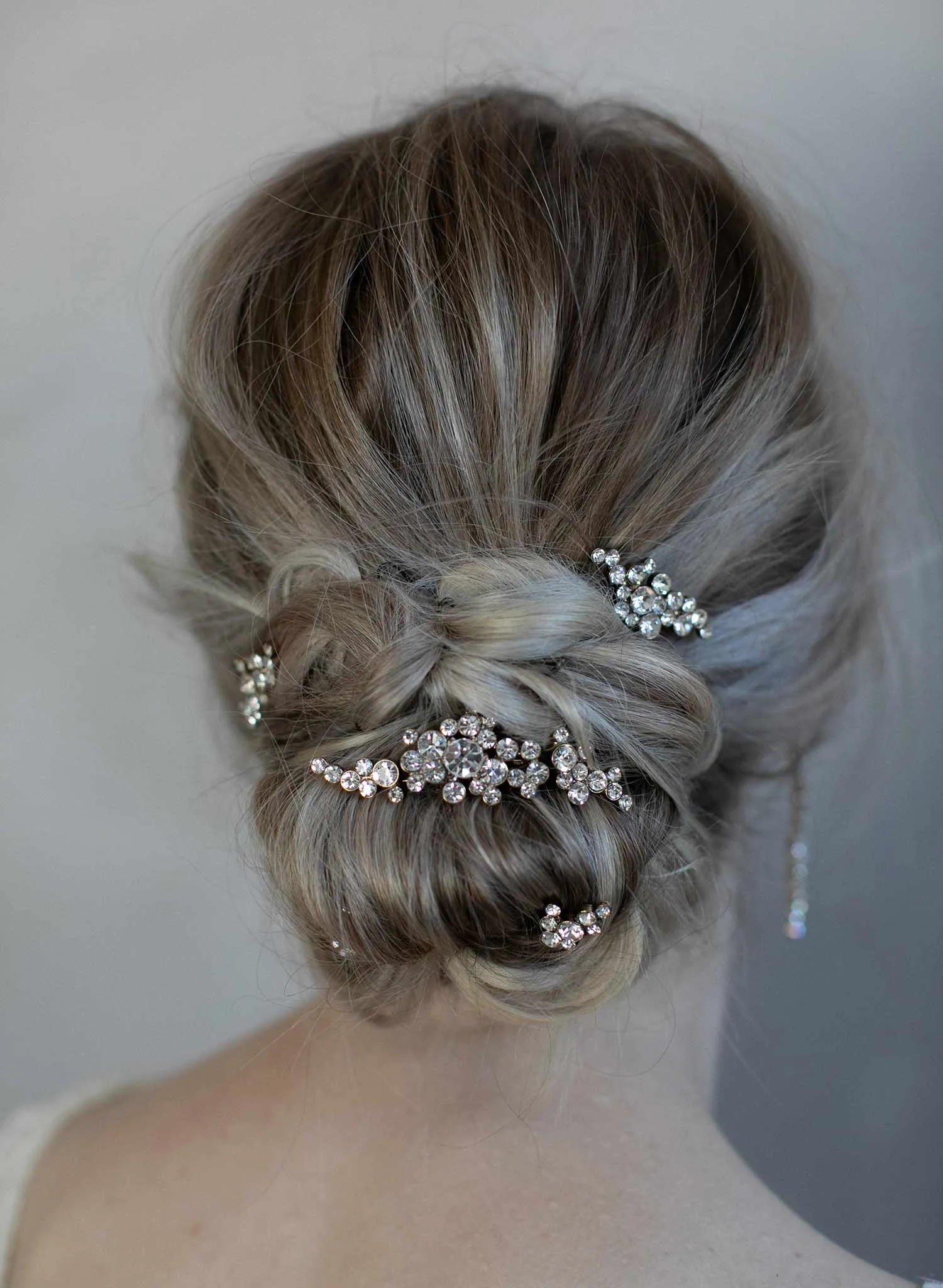 Champagne bubbles crystal hair comb set of 5 - Style #917