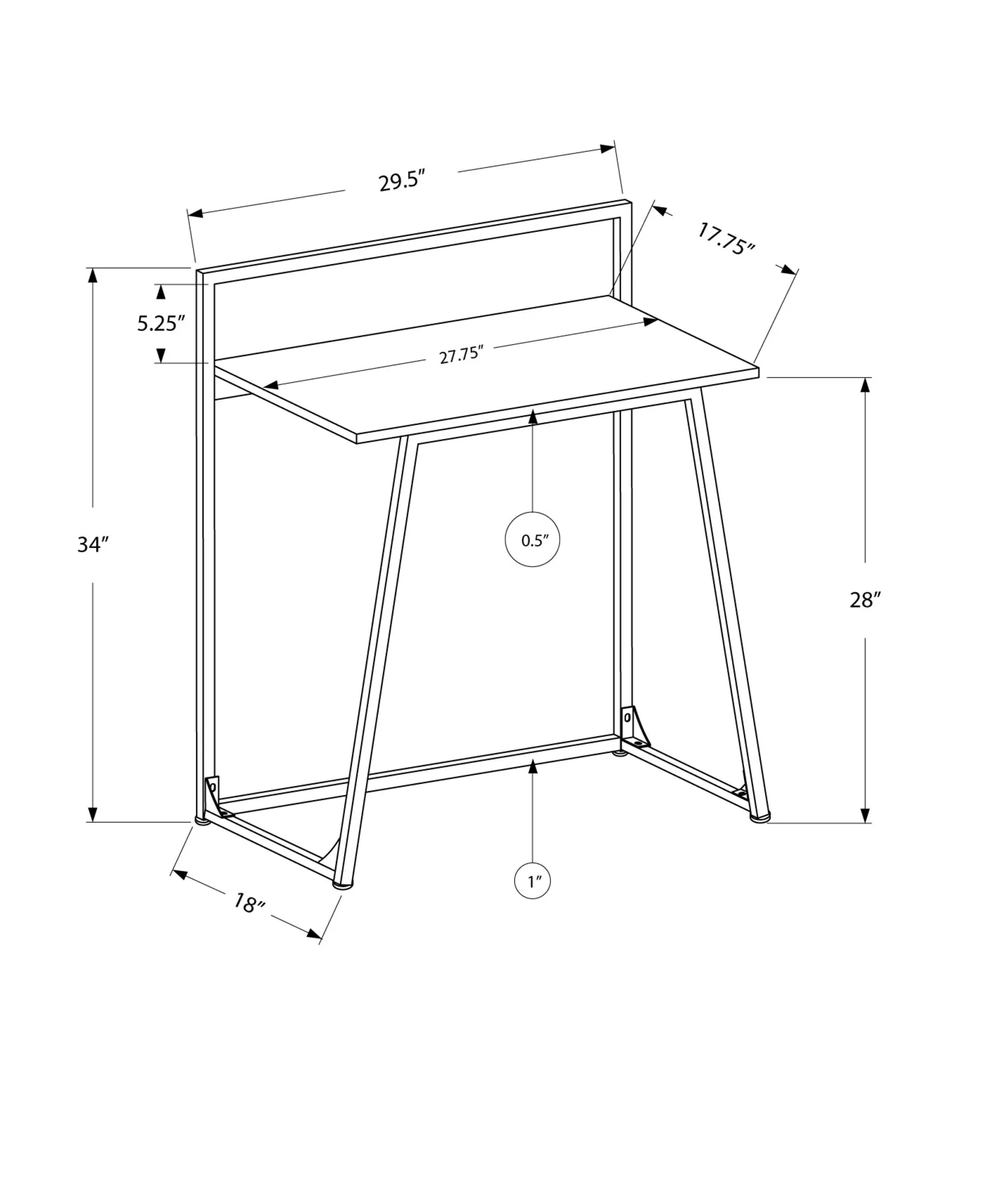 Computer Desk - 30"L / Juvenile Natural / White Metal