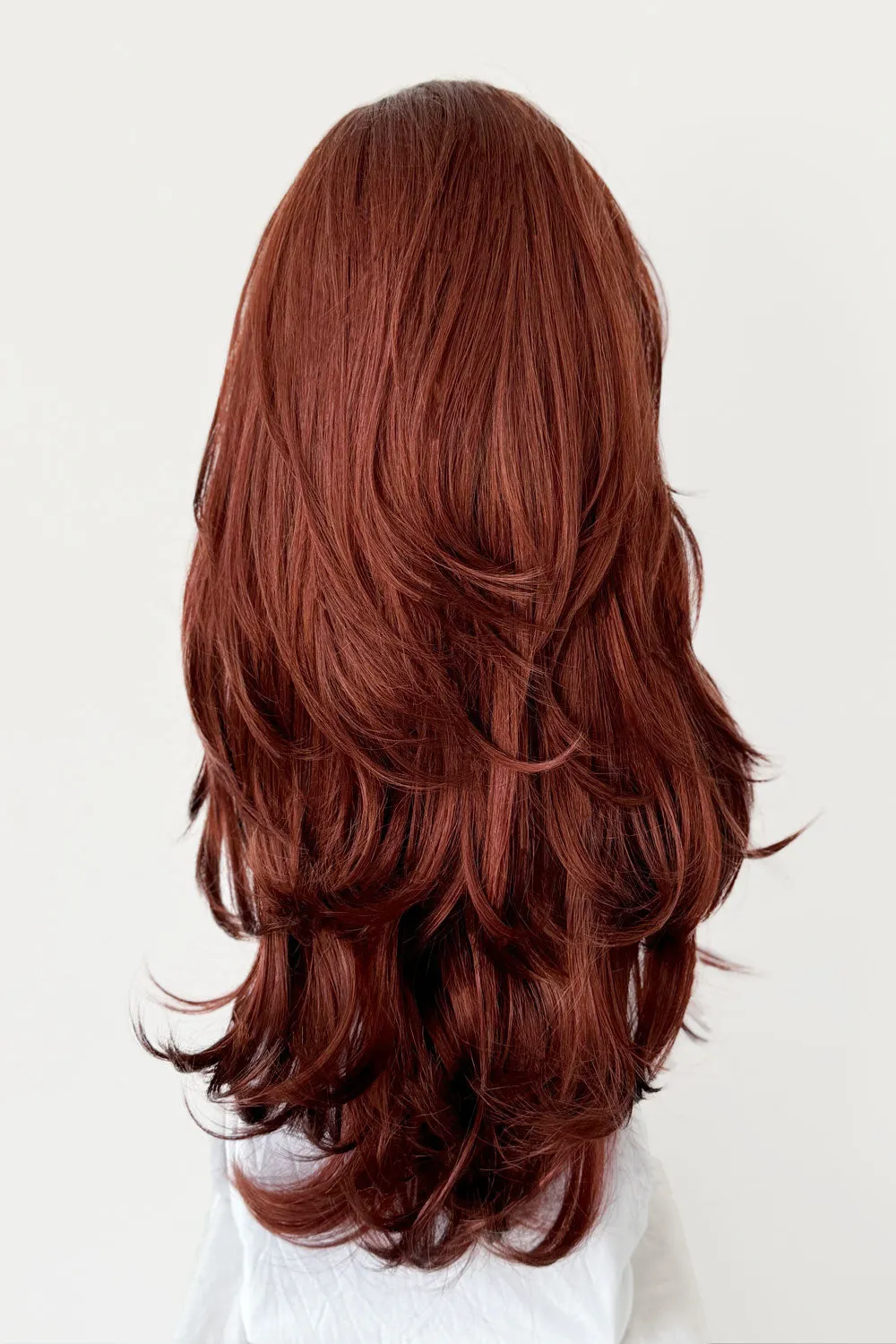 Copper red half wig hairpiece (3/4 wig), gentle curls: Ivy