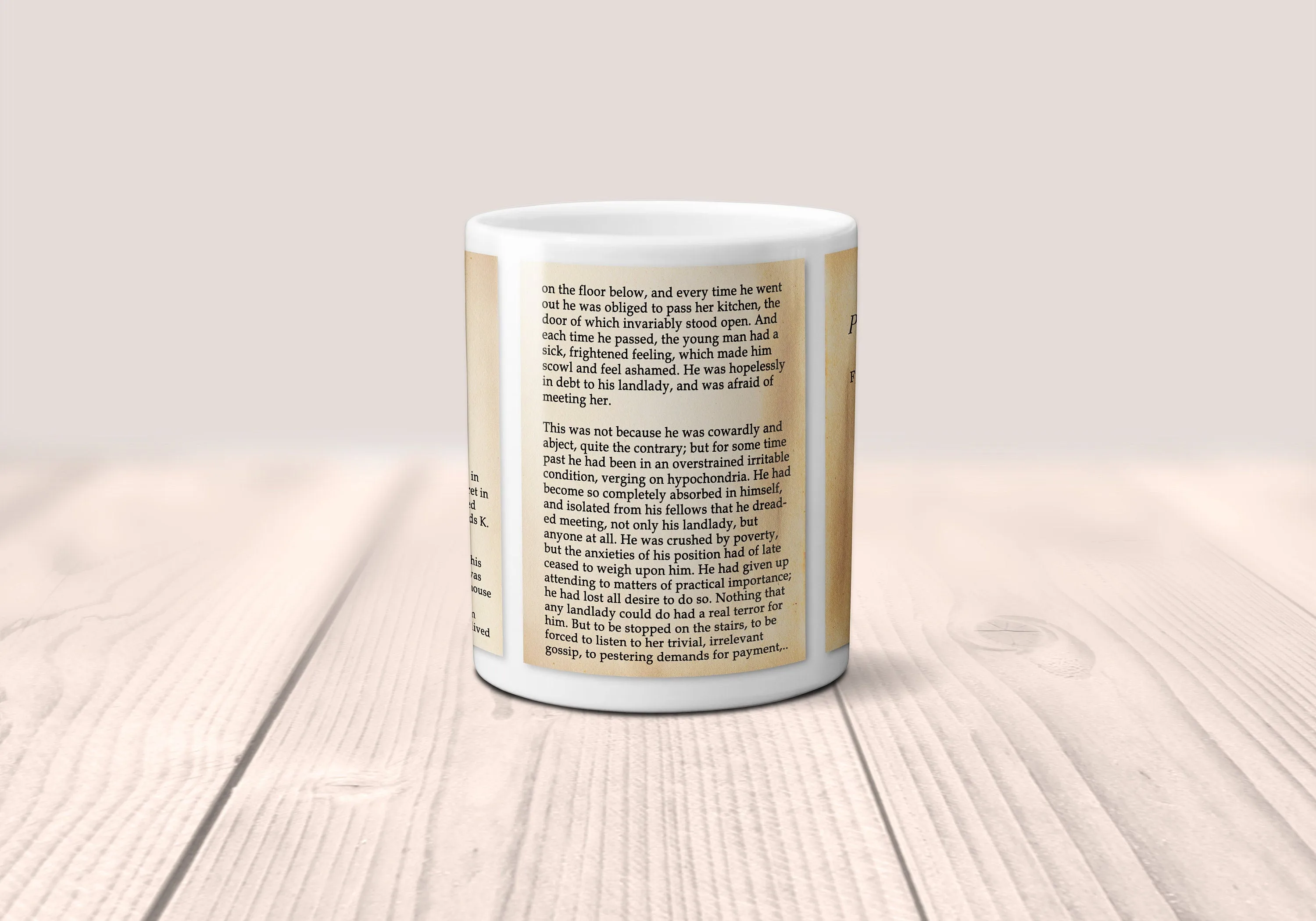 Crime and Punishment by Fyodor Dostoyevsky Mug.Coffee Mug with Crime and Punishment (English version) book Title and Book Pages,Bookish Gift